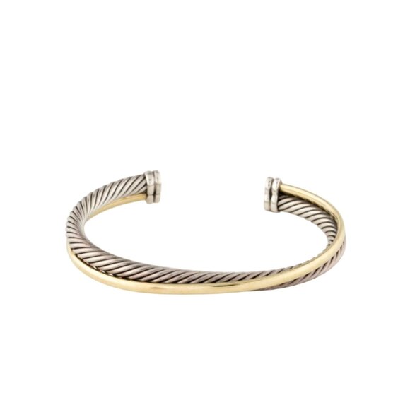 David Yurman Crossover Bracelet Womens .925 Sterling Silver 18K Gold Twisted DY - Picture 13 of 13